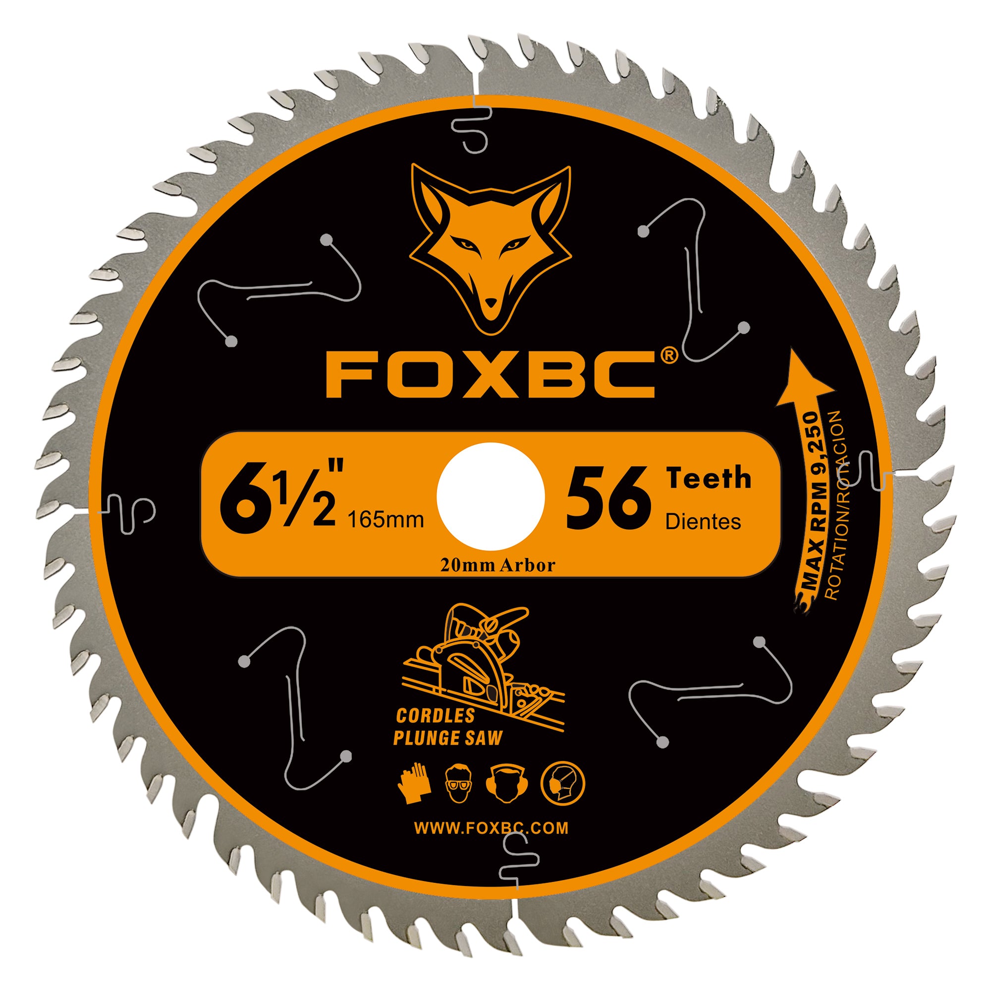 FOXBC 6-1/2" 56T Carbide-Tipped Track Saw Blade for Makita B-07353 Plunge Circular Saw, Wen CT1065, Replacement for Makita B-57342, Wen BL655 Saw Blade