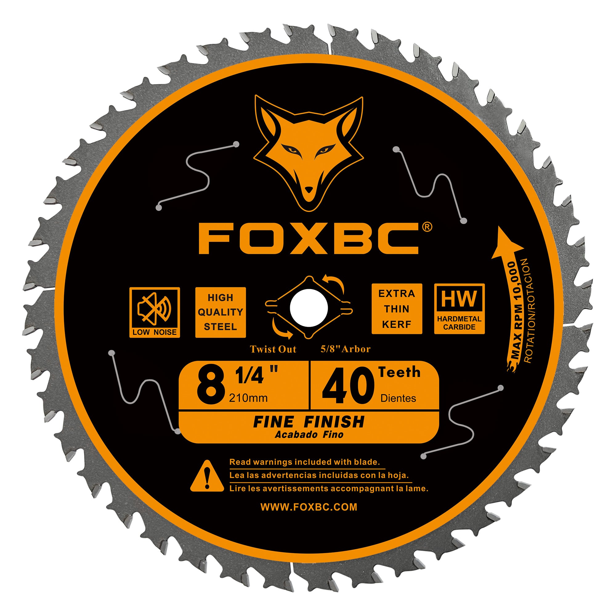 FOXBC 8-1/4" Table Saw Blade 40 Tooth Finishing Circular Saw Blade with 5/8" Arbor, Diamond Knockout