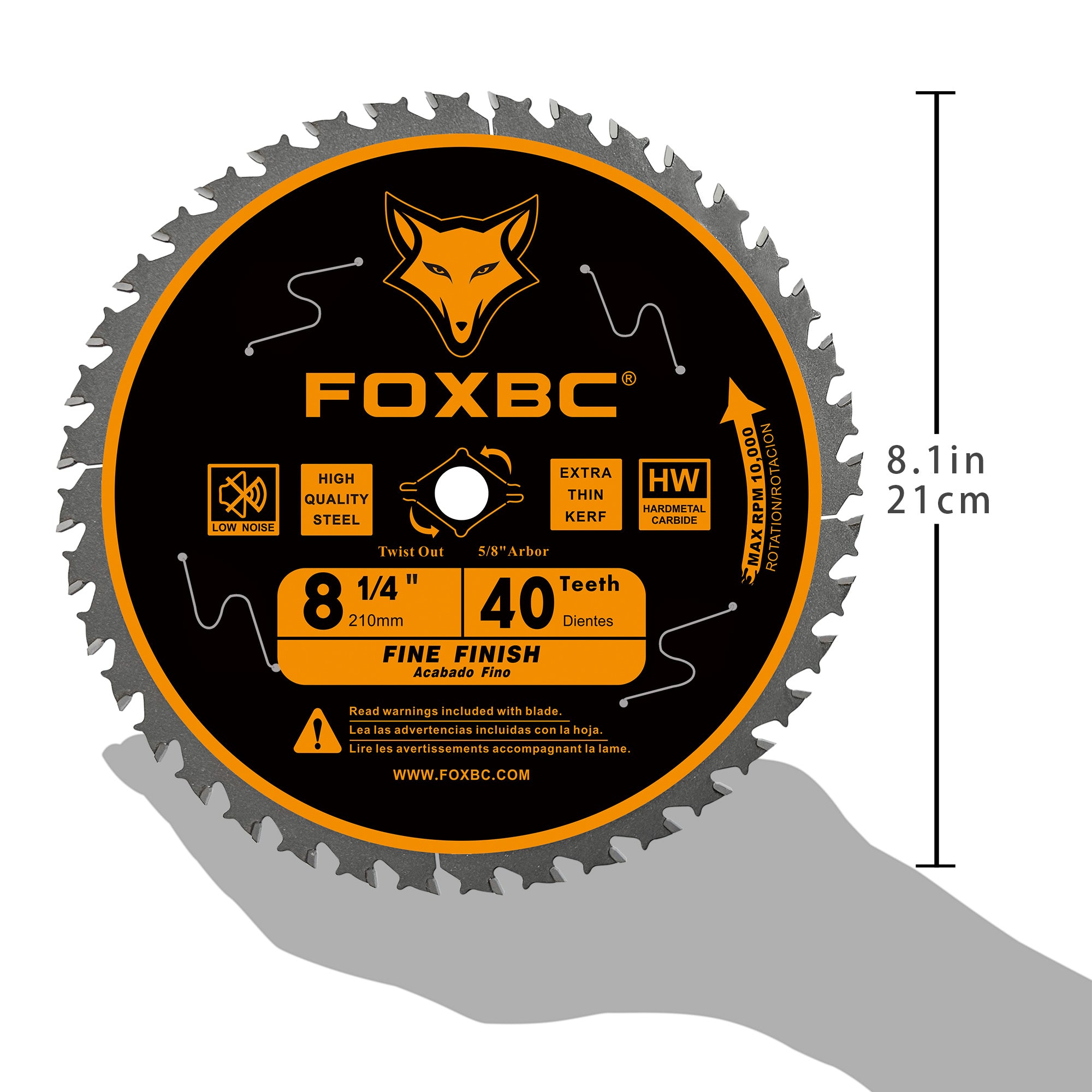 FOXBC 8-1/4" Table Saw Blade 40 Tooth Finishing Circular Saw Blade with 5/8" Arbor, Diamond Knockout