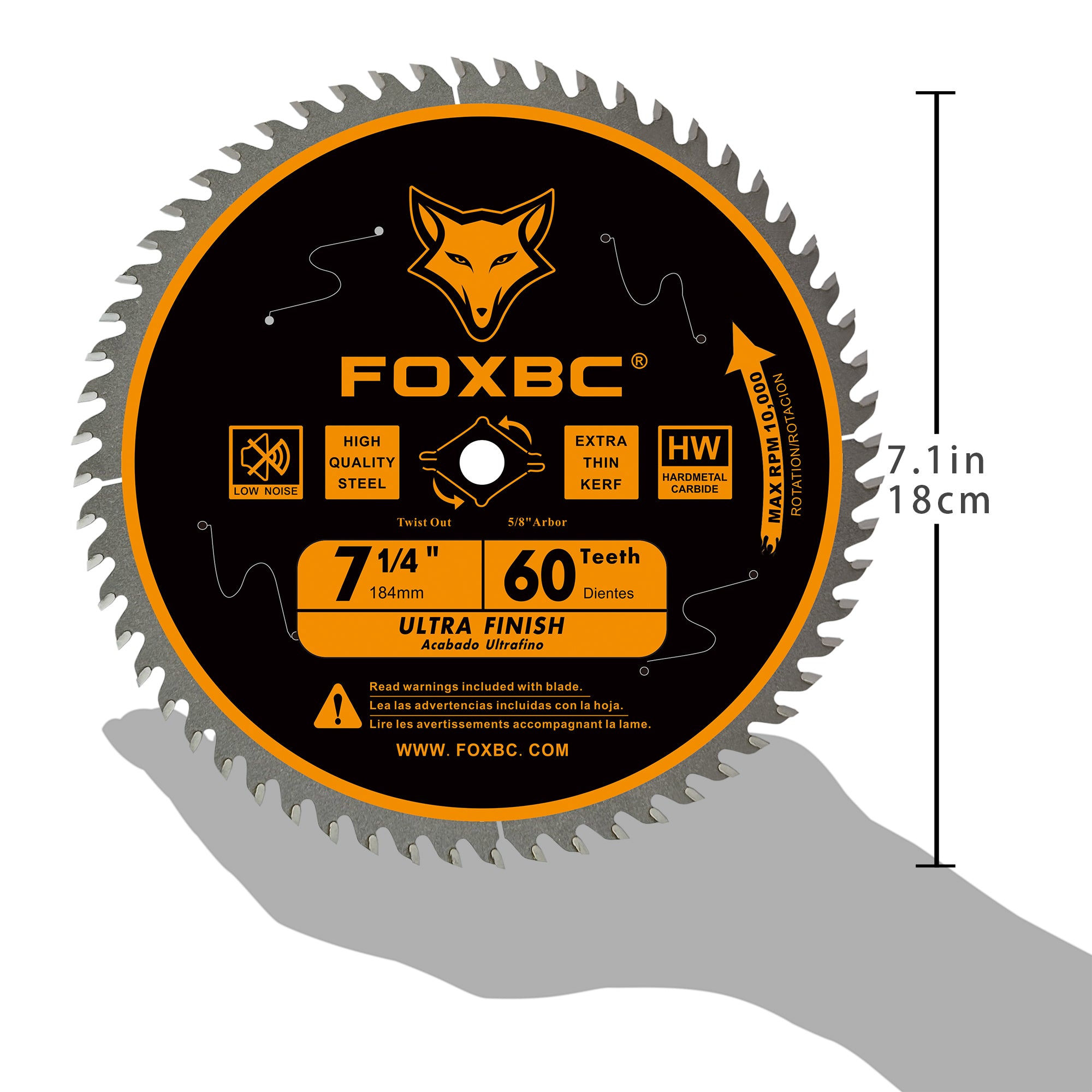 FOXBC 7-1/4" Circular Saw Blade 60-Tooth Replacement for Freud Diablo D0760A D0760X, DeWalt DWA171460