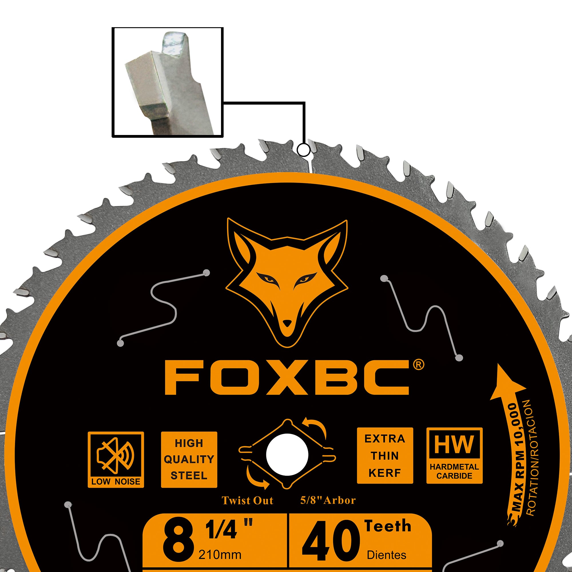 FOXBC 8-1/4" Table Saw Blade 40 Tooth Finishing Circular Saw Blade with 5/8" Arbor, Diamond Knockout