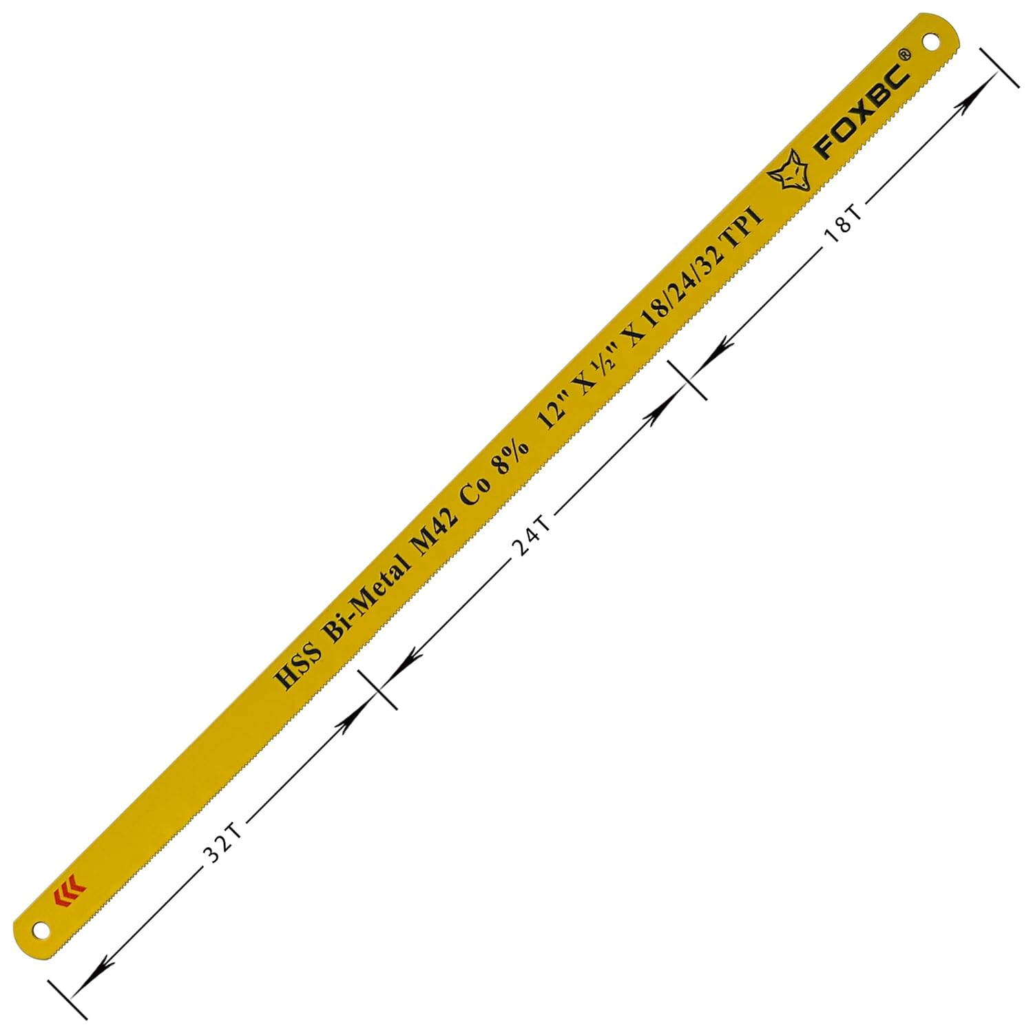 FOXBC 12 inch Hacksaw Blade 18/24/32 TPI Variable Teeth, Bi-Metal M42 Metal Cutting, 10-Pack