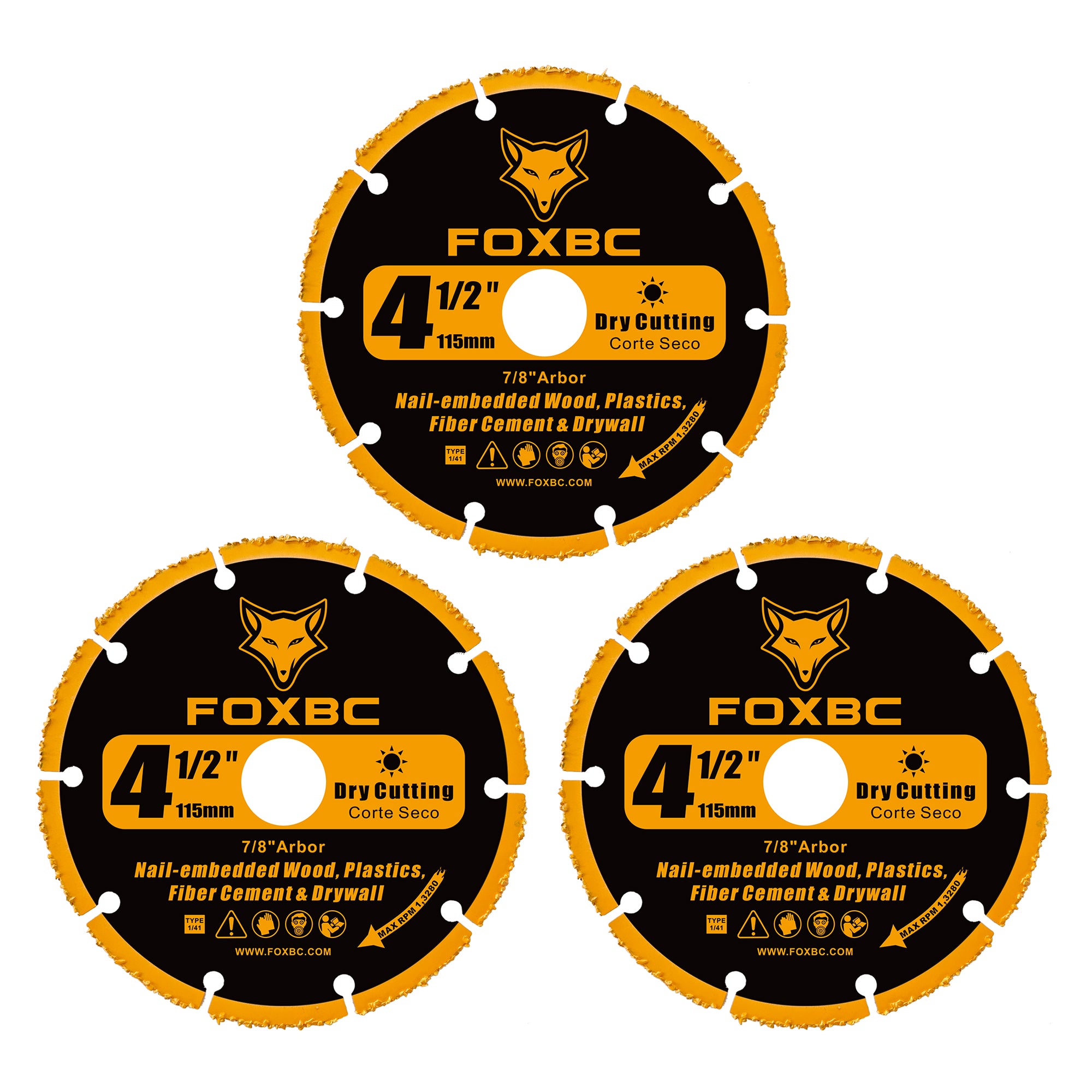 FOXBC 4 1/2 Cut Off Wheels, Carbide Cutting Disc, Angle Grinder Cutting Wheel for Wood, Wood with Nails, Laminate, Plastic, Plaster, 2 Pack