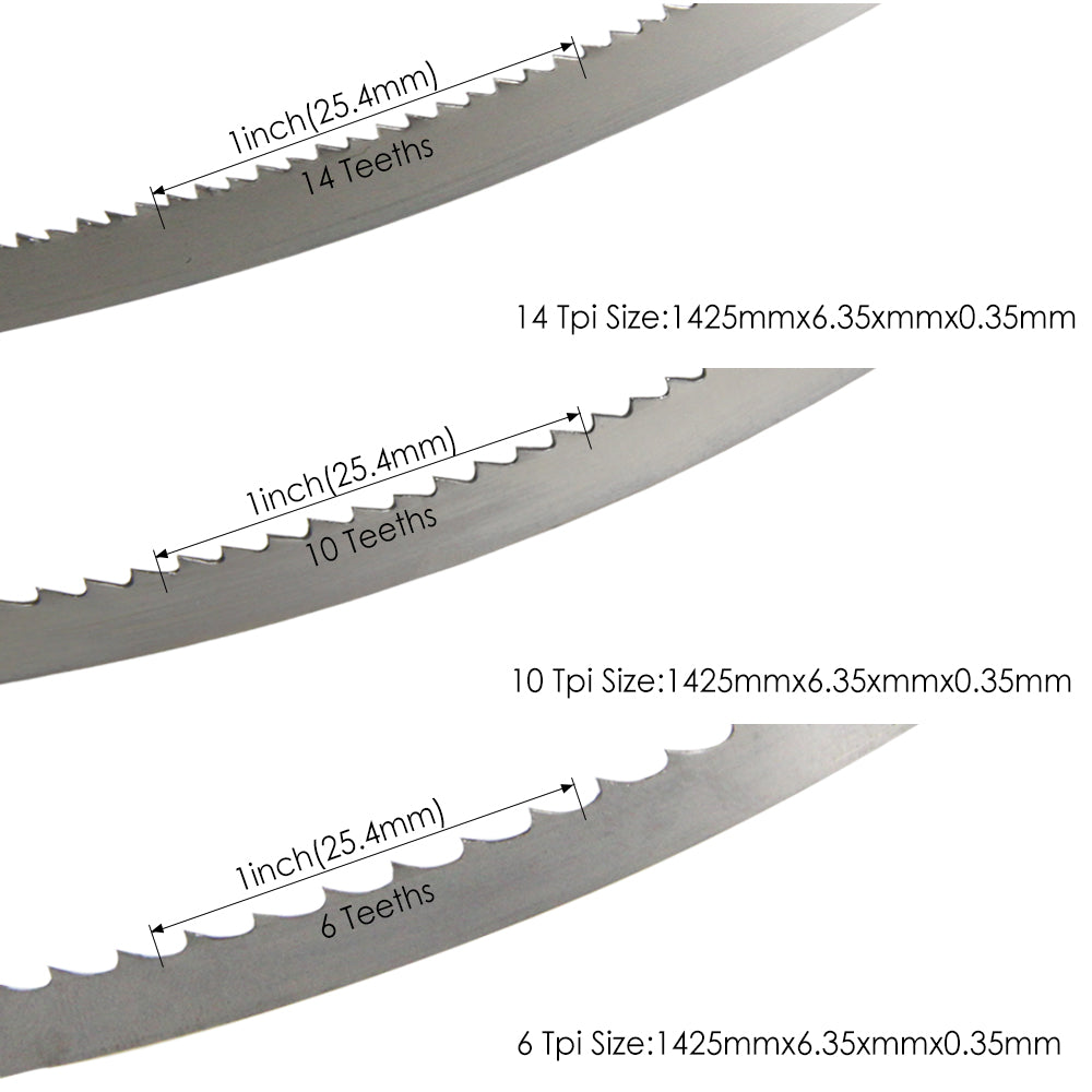 Band Saw Blade 56''x1/4'' 1425x6.35mm 6 TPI, 10 TPI, 14 TPI for 8'' Delta, Draper, Nutool, FOX, Silverline Band Saw - 2PC