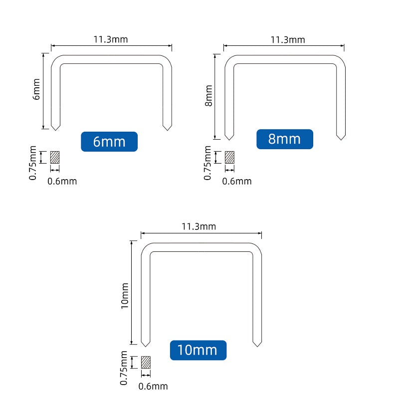 22 Gauge 6mm 8mm 10mm 12mm Staples Type 53 For Electric Stapler Manual Staple Gun